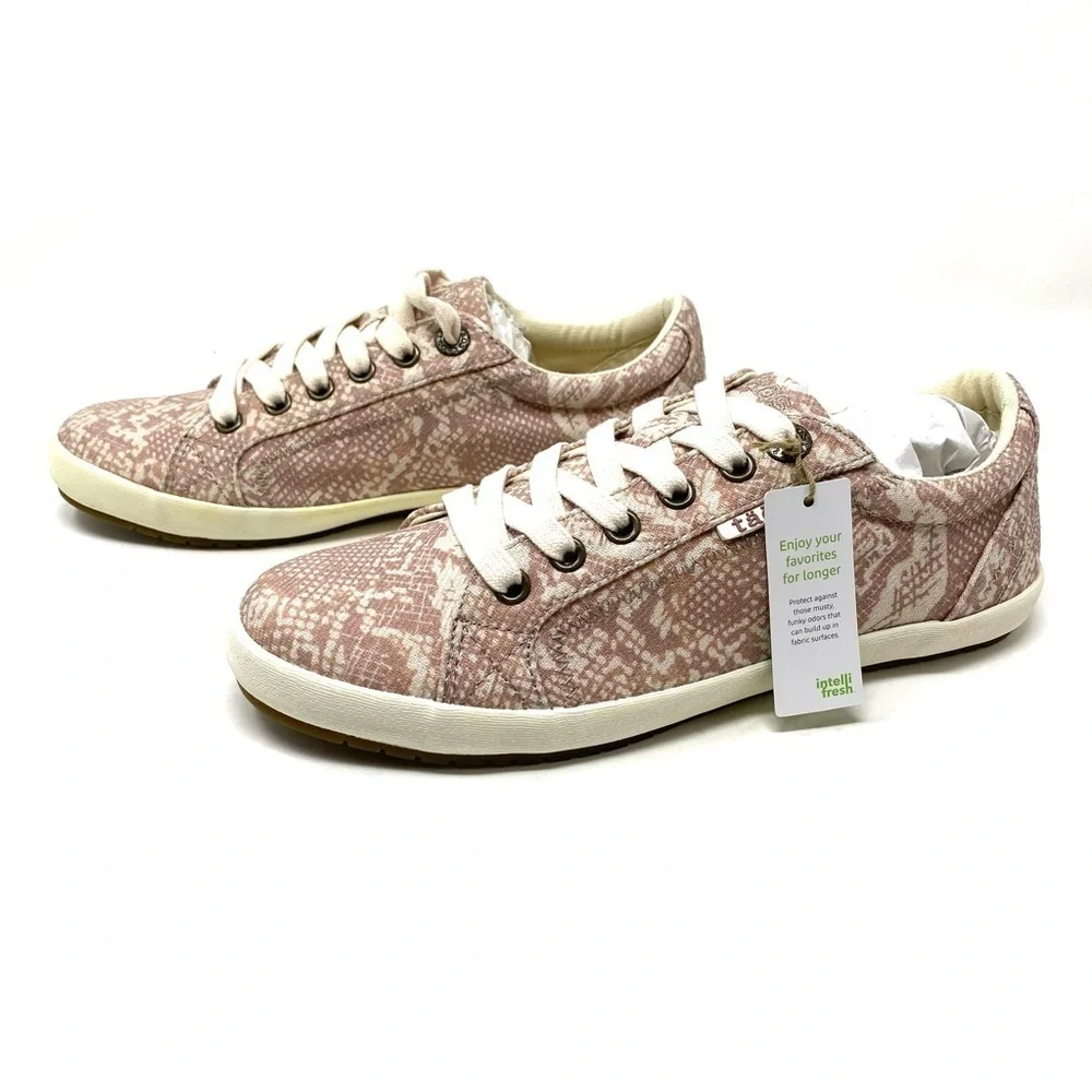 Taos Star Canvas Low Top Sneakers Blush Snake Print